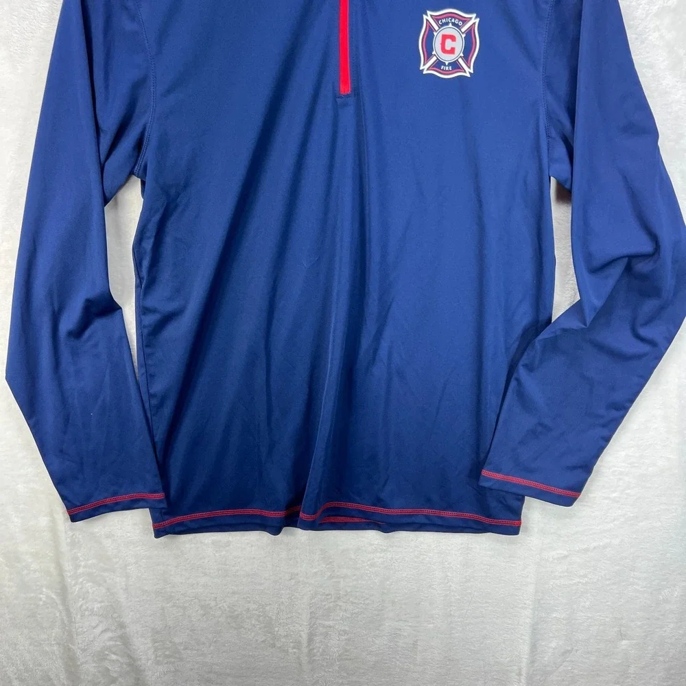 Adidas Chicago Fire Quarter Zip Mens Large Blue MLS Soccer Pullover Jacket NWT